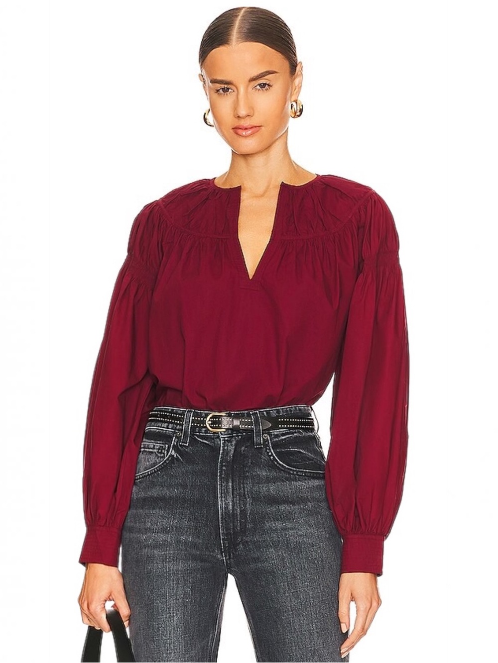 Ulla Johnson Ora Blouse in Burgundy Size 8